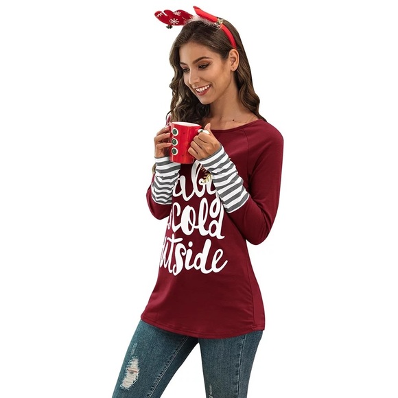 BABY IT’S COLD OUTSIDE WOMEN’S LONG SLEEVE SHIRT - Picture 5 of 6